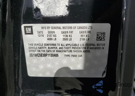 2015 Chevrolet Impala Limited Ltz z USA, uszkodzony, nr VIN 2G1WC5E38F1130406